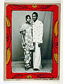 Portrait of Man and Woman, Malick Sidibé Malian, Gelatin silver print in original frame of reverse-painted glass, tape, cardboard, string