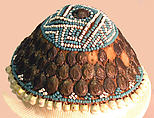Prestige Cap (Laket ), Raffia palm fiber, metal, glass beads, cowrie shells, Kuba peoples
