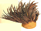 Feather Headdress, Feathers, vine, fiber, cotton cloth, string, Tikar
