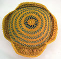 Prestige Cap (Laket mishiing), Raffia palm fiber, indigo (?) dyed cotton yarn, Kuba
