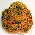 Prestige Cap (Laket mishiing), Raffia palm fiber, dyed wool yarn, Kuba