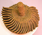 Itoci society hat, Nkutshu or Dengese artist, Raffia palm fiber, Kuba peoples, Nkutshu group