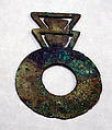 Copper Disk Ornament with Triangles, Copper, Peruvian