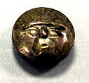Hammered Silver Face Bead, Silver (hammered), gilt, Peru; north or central coast (?)