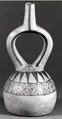 Geometric Pattern Bottle, Ceramic, pigment, Moche