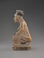 Ancestral Shrine Figure: Kneeling Female with Vessel and Seated Figure, Wood, glass, black paint, kaolin, Kongo peoples, Yombe group