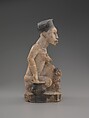 Ancestral Shrine Figure: Kneeling Female with Vessel and Seated Figure, Wood, glass, black paint, kaolin, Kongo peoples, Yombe group