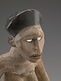 Ancestral Shrine Figure: Kneeling Female with Vessel and Seated Figure, Wood, glass, black paint, kaolin, Kongo peoples, Yombe group