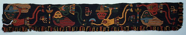 Border Fragment, Cotton, camelid hair, Paracas