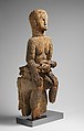Figurative Element from Ceremonial Drum [?]: Seated Female and Child, Wood, pigment, resin, nails, Mbembe peoples