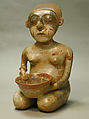 Kneeling female figure, Lagunillas artist(s), Ceramic, slip, Nayarit