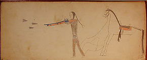 Maffet Ledger: Indian Shooting Gun, Graphite, watercolor, and crayon on paper, Southern and Northern Cheyenne