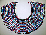 Collar (Ingqosha), Sinew, glass beads, button, Xhosa or Mfengu peoples