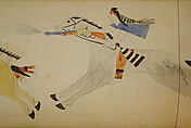 Maffet Ledger: Two Mounted Indians, Graphite, watercolor, and crayon on paper, Southern and Northern Cheyenne