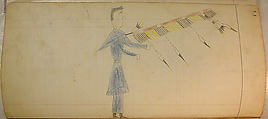 Maffet Ledger: Soldier pierced by lance, Graphite, watercolor, and crayon on paper, Southern and Northern Cheyenne