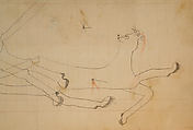 Maffet Ledger: Wounded Mountain Lions, Graphite, watercolor, and crayon on paper, Southern and Northern Cheyenne