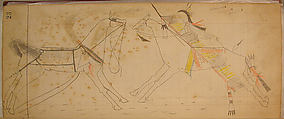 Maffet Ledger: Indian and two horses, Graphite, watercolor, and crayon on paper, Southern and Northern Cheyenne