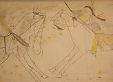 Maffet Ledger: Indian and two horses, Graphite, watercolor, and crayon on paper, Southern and Northern Cheyenne