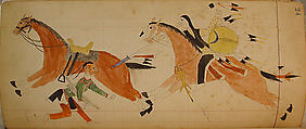 Maffet Ledger: Two Indians with horses, Graphite, watercolor, and crayon on paper, Southern and Northern Cheyenne
