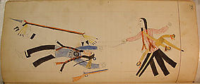 Maffet Ledger: Two indians, multiple legs, Graphite, watercolor, and crayon on paper, Southern and Northern Cheyenne