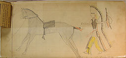 Maffet Ledger: Indian, Gun, and Horse, Graphite, watercolor, and crayon on paper, Southern and Northern Cheyenne