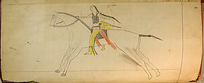 Maffet Ledger: Mounted Indian, Graphite, watercolor, and crayon on paper, Southern and Northern Cheyenne