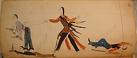 Maffet Ledger: Indian and three white men, Graphite, watercolor, and crayon on paper, Southern and Northern Cheyenne