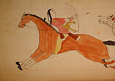 Maffet Ledger: Two Indians on horseback, Graphite, watercolor, and crayon on paper, Southern and Northern Cheyenne