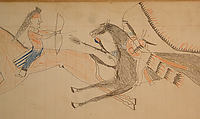 Maffet Ledger: Two Indians on horseback, Graphite, watercolor, and crayon on paper, Southern and Northern Cheyenne