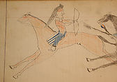 Maffet Ledger: Two Indians on horseback, Graphite, watercolor, and crayon on paper, Southern and Northern Cheyenne