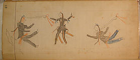 Maffet Ledger: Three Indians, Graphite, watercolor, and crayon on paper, Southern and Northern Cheyenne
