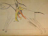 Maffet Ledger: Mounted Indian, Graphite, watercolor, and crayon on paper, Southern and Northern Cheyenne