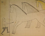 Maffet Ledger: Man with Gun, Four Horses, Graphite, watercolor, and crayon on paper, Southern and Northern Cheyenne