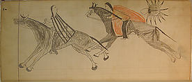 Maffet Ledger: Two Mounted Indians, Graphite, watercolor, and crayon on paper, Southern and Northern Cheyenne