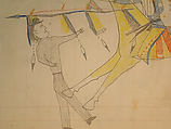 Maffet Ledger: Indian Counting Coup (yellow horse, two figures), Graphite, watercolor, and crayon on paper, Southern and Northern Cheyenne