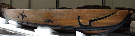 Canoe, Wood, paint, resin, fiber, Santa Isabel Island