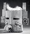 Katsina Mask (Kawaika), Leather, wood, paint, wool, feathers, gourd, Pueblo