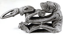 Figure from a Canoe Prow, Wood, paint, Asmat people