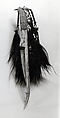 Dagger, Crocodile jawbone, cassowary feathers, cassowary quills, fiber, seeds, Asmat people