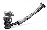 Pipe: Head, Wood, iron, copper wire, Kuba peoples