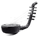 Figurative Harp (Domu), Wood, leather, fiber, brass rings, leaf ribs, Mangbetu peoples