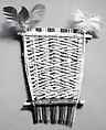 Comb with Feathers, Wood, cotton string, fiber, paint, feathers, Carajá