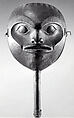 Face Rattle, Wood, fiber, leather, Tsimshian