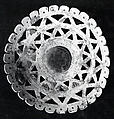Earflare frontal, Huastec artist(s), shell, cinnabar, iron, possibly pyrite, Huastec