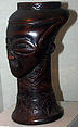Vessel: Head, Wood, fiber, pigment, Kuba peoples