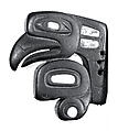 Bird Head Ornament, Argillite, shell, Haida
