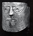 Gold Funerary Mask, Gold, pigment, Lambayeque (Sicán)