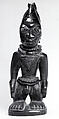 Twin Figure: Male (Ibeji), Wood, beads, camwood powder, nails, indigo pigment, Yoruba peoples, Ekiti group