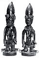 Twin Figure: Female (Ibeji), Wood, nails, camwood powder, brass, glass beads, Yoruba peoples