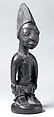 Twin Figure: Male (Ibeji), Wood, camwood powder, beads, blueing, indigo, Yoruba peoples